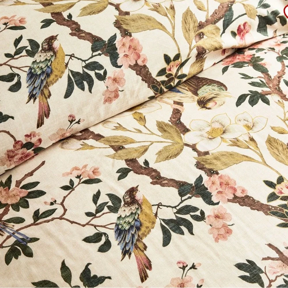 Pottery Barn Floral Cream and Dusty Rose Duvet Cover